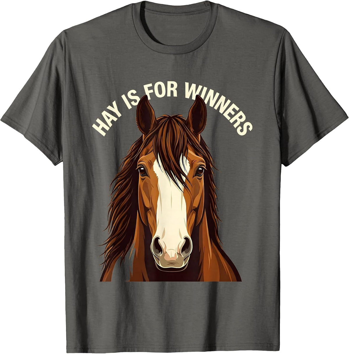 Hay Is For Winners Equestrian Design T-Shirt - Asphalt Grey