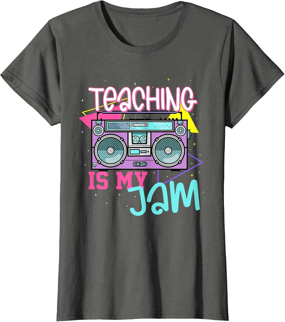 Teaching is My Jam Funny Retro Teacher Back to School Women T-Shirt - Asphalt Grey