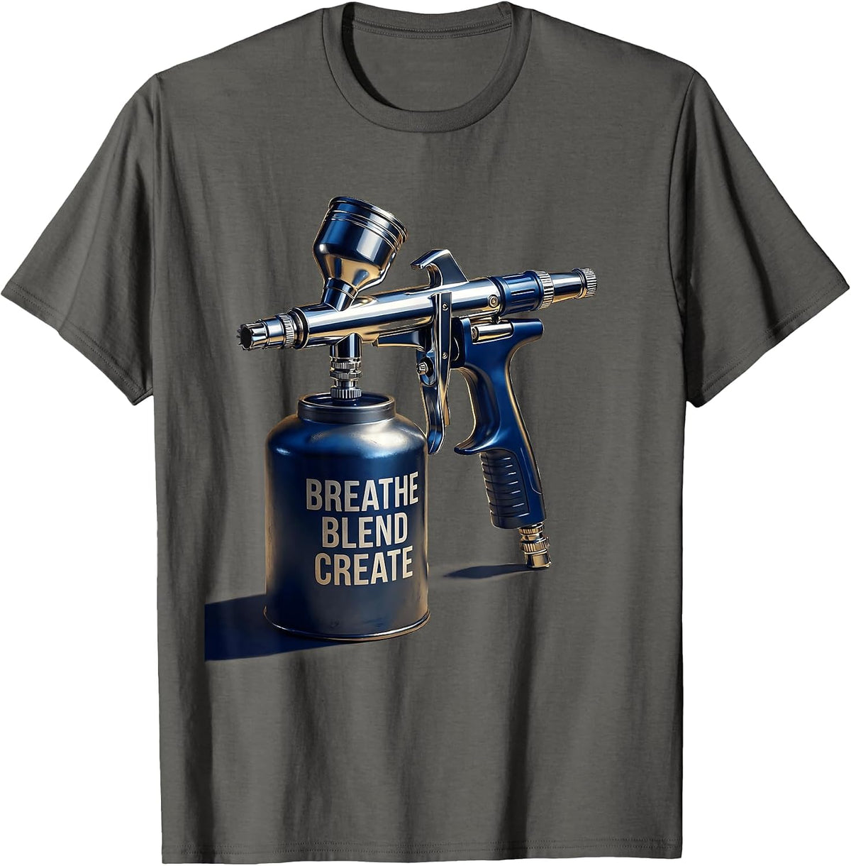 Breathe Blend Create Airbrush Art Design T-Shirt - Asphalt Grey
