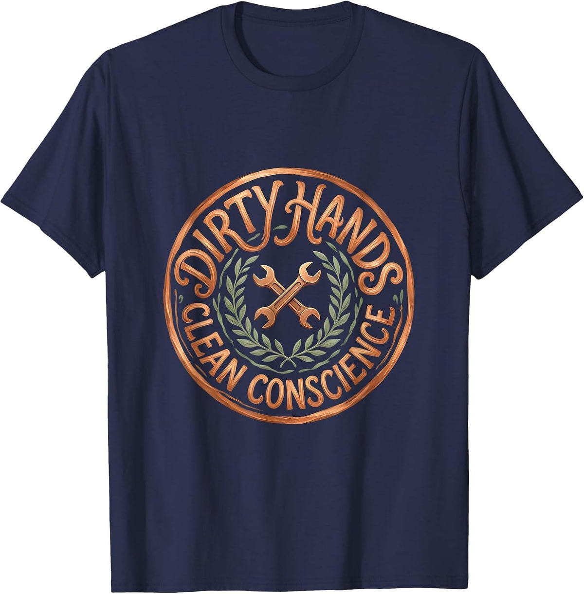 Men's Dirty Hands Clean Conscience Mechanic Design T-Shirt - Navy Blue
