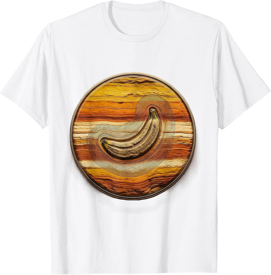 Banana Peel Fossil Embedded in Rock Graphic T-Shirt - White