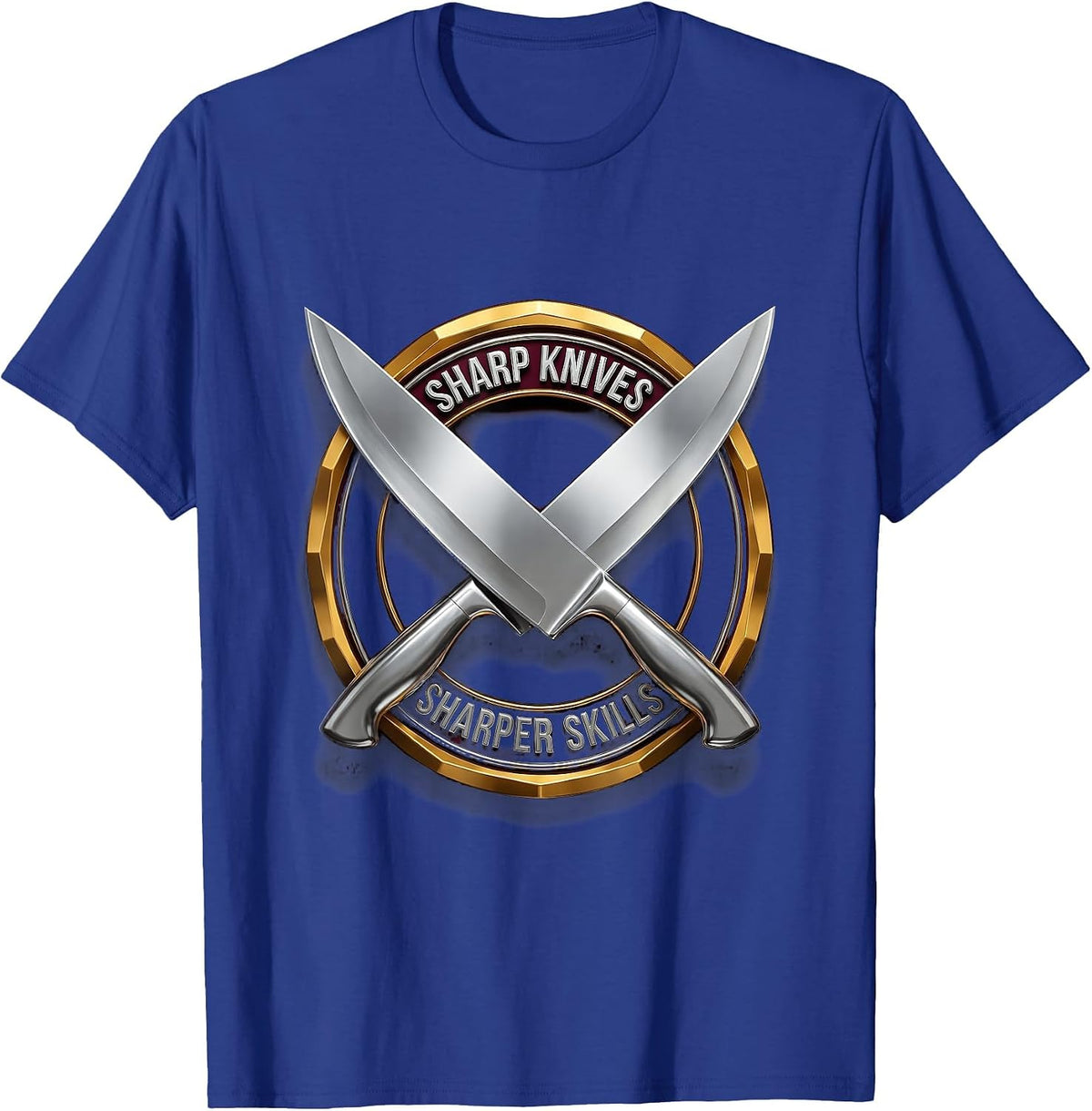 Sharp Knives Sharper Skills Chef Men Design T-Shirt - Royal Blue