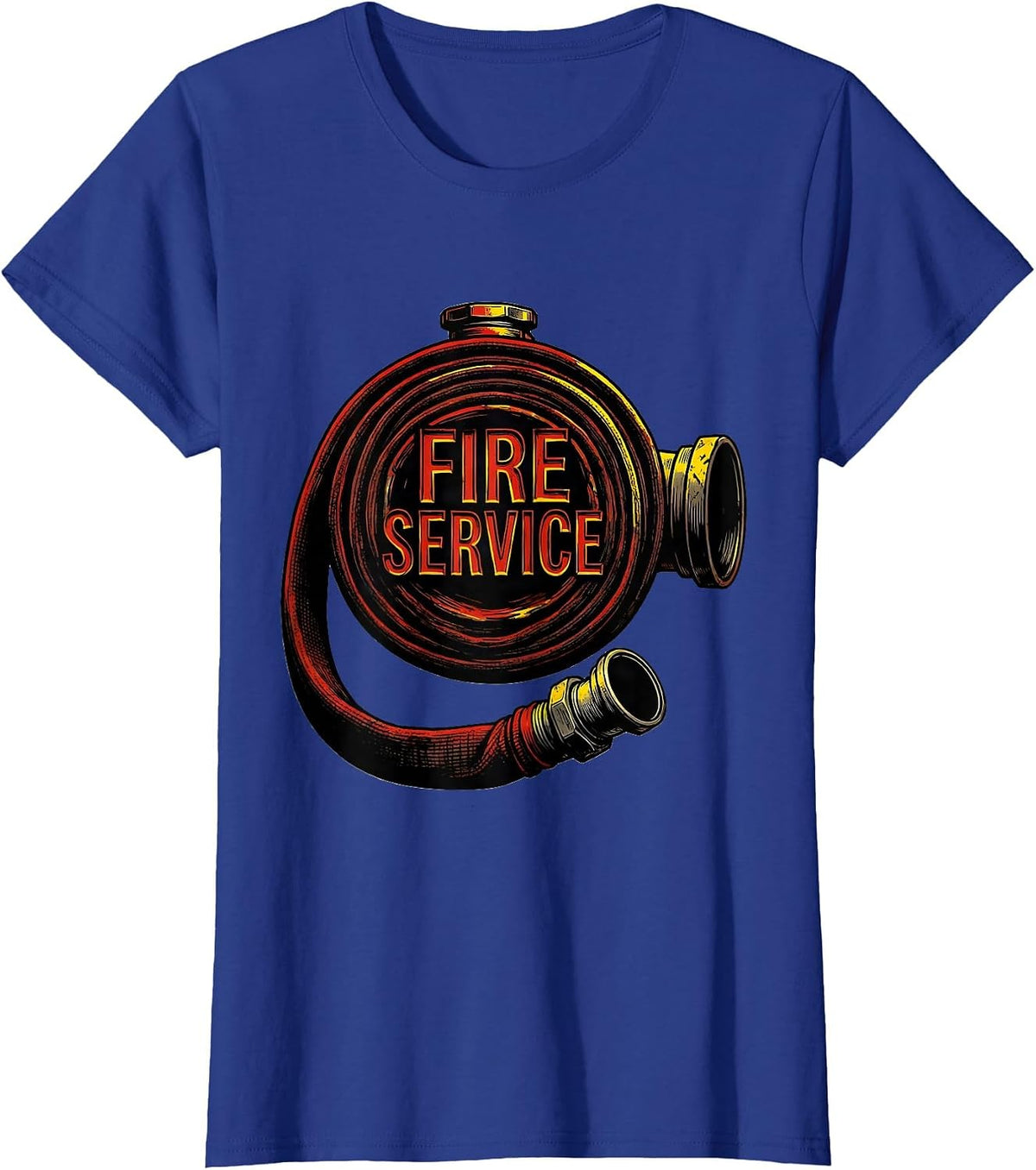 Women's Fire Service Stencil Graphic Firefighter Humor Pride Gift T-Shirt - Royal Blue