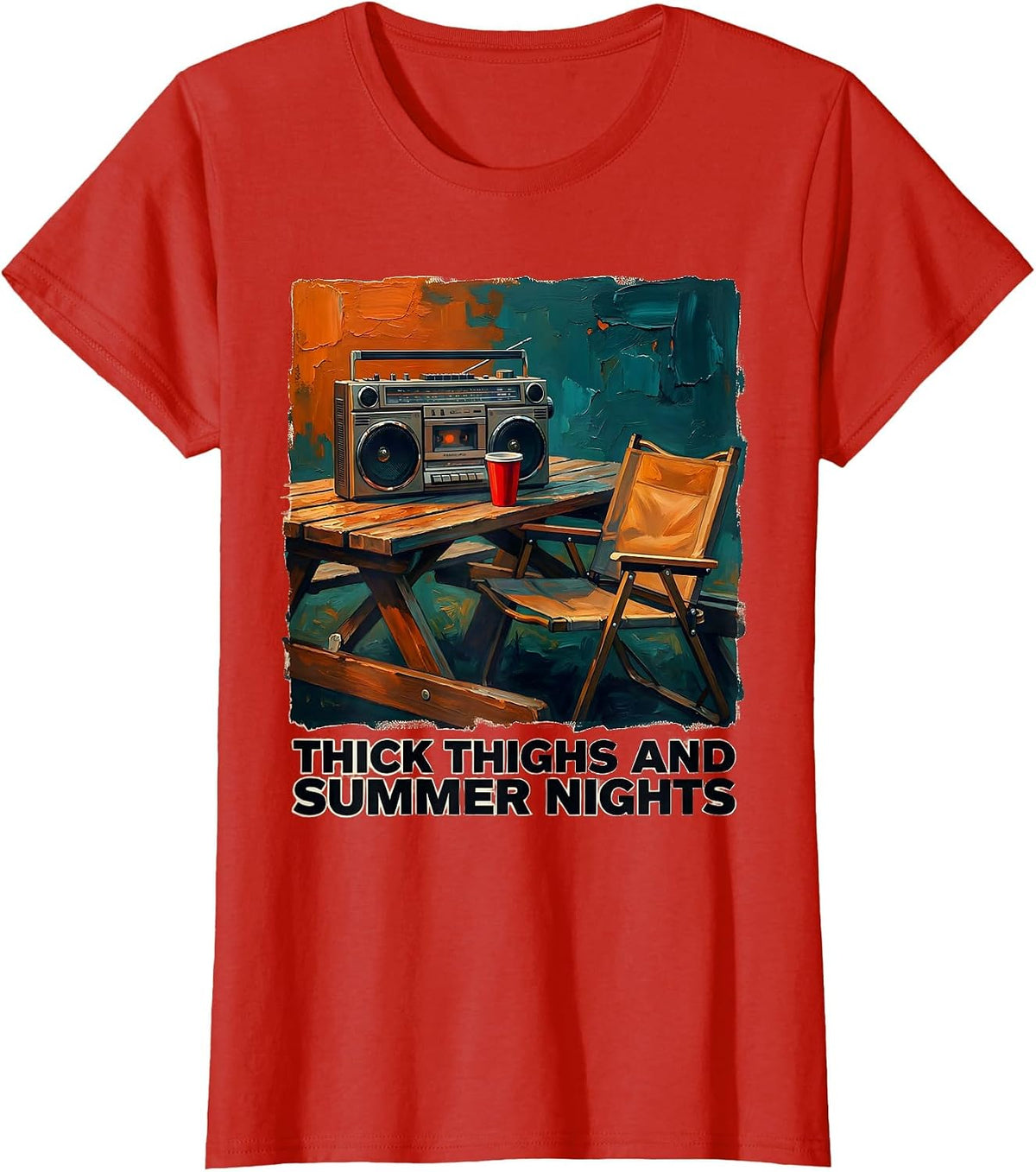 Thick Thighs and Summer Nights Sassy Body Positive R&B Vibes T-Shirt - Red