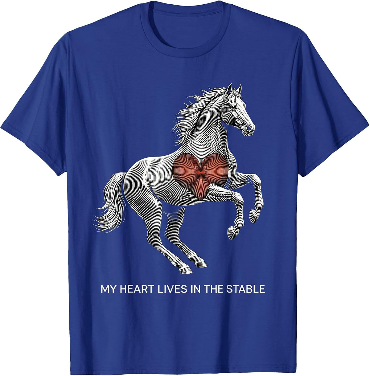 My Heart Lives In The Stable Horse Lover Design T-Shirt - Royal Blue