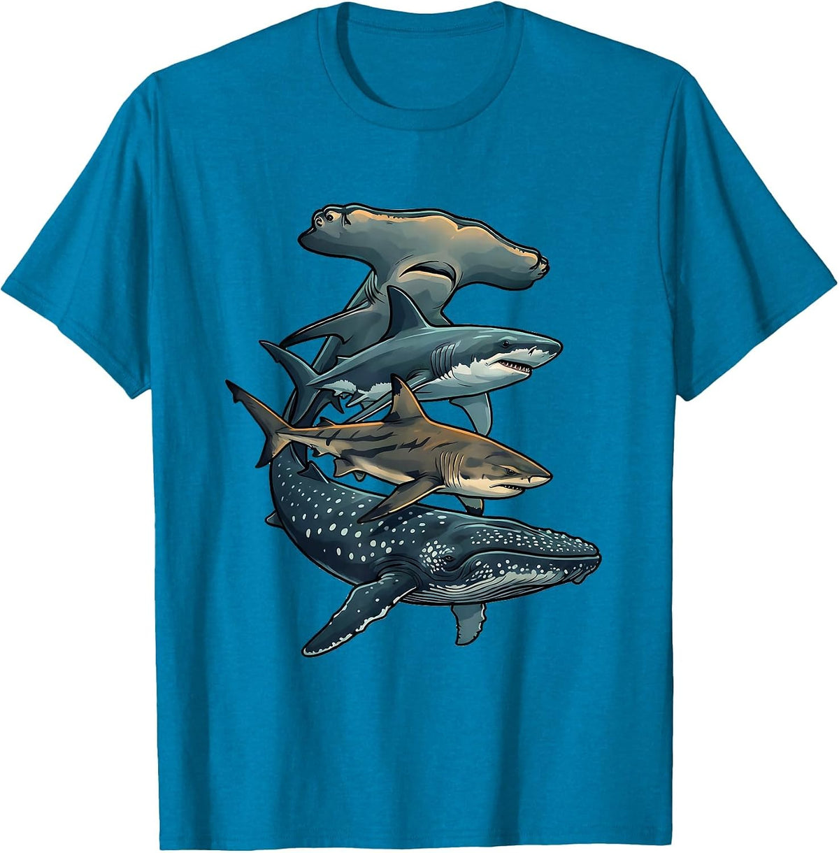 Shark School Ocean Wildlife Humor Novelty Gift T-Shirt - Sapphire Blue