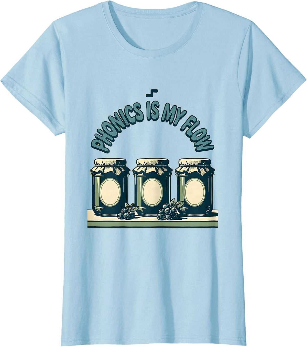 Phonics Is My Flow Funny Reading Teacher Literacy Humor T-Shirt - Baby Blue