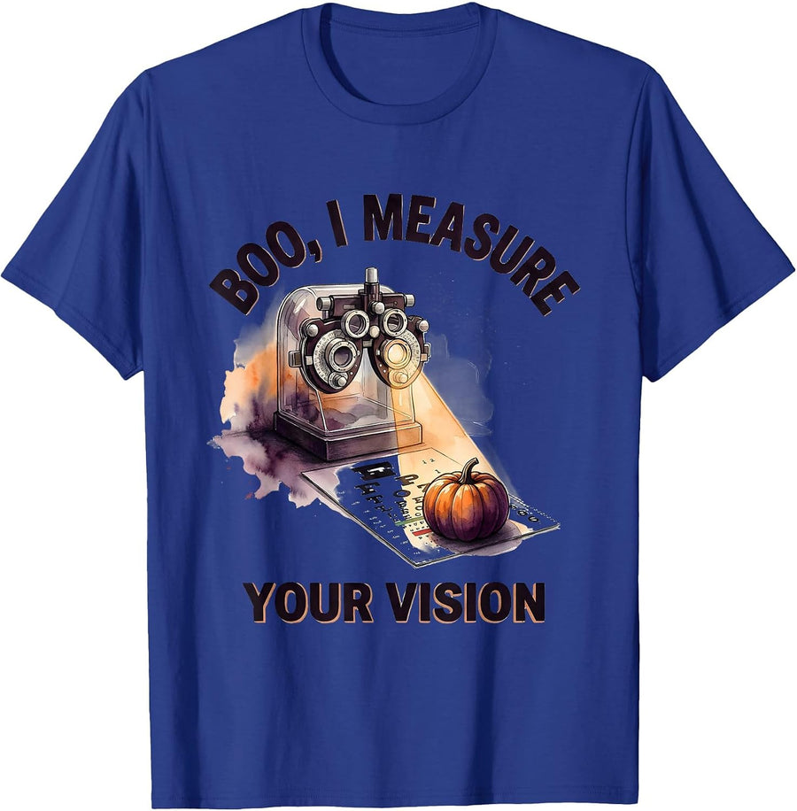 Boo I Measure Your Vision Watercolor Halloween Optometrist T-Shirt - Royal Blue