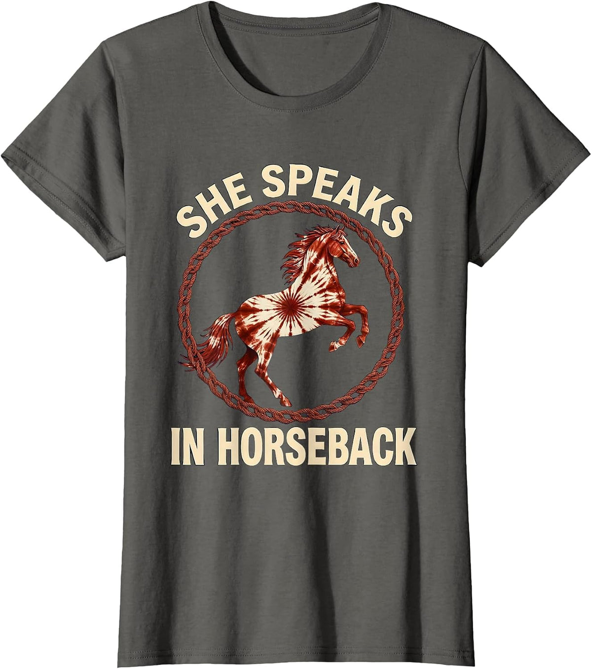 Women's She Speaks In Horseback Western Rider Design T-Shirt - Asphalt Grey