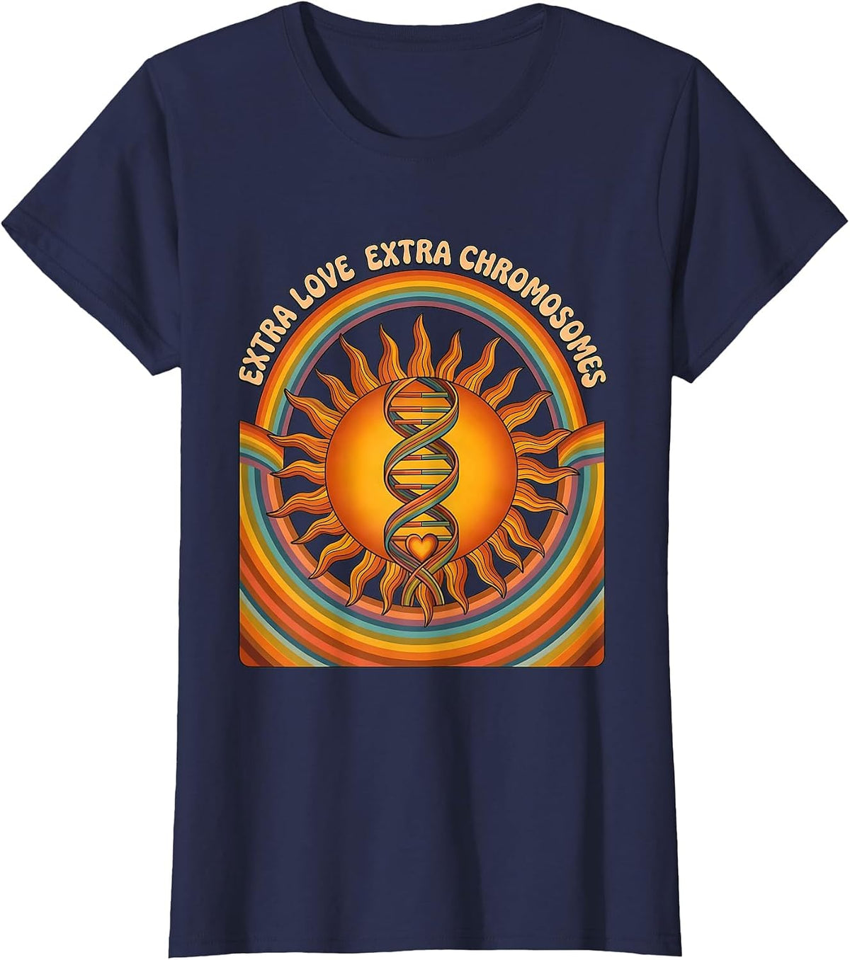 Women's Extra Love Extra Chromosomes Down Syndrome Awareness T-Shirt - Navy Blue