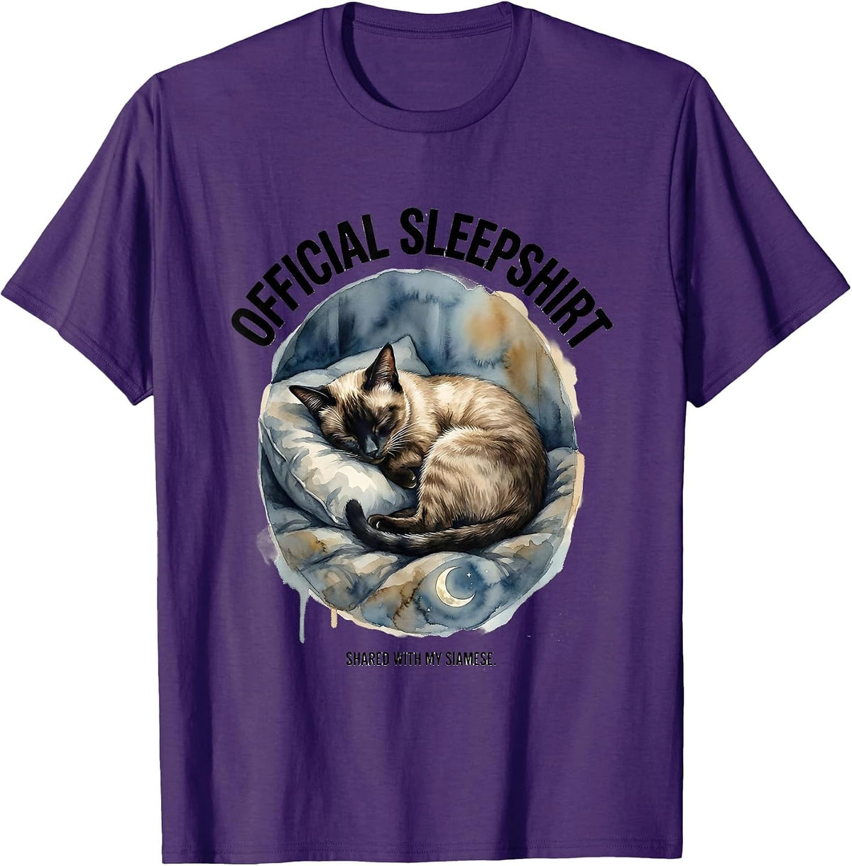 Official Sleepshirt, Shared With My Siamese Cat Lover T-Shirt - Purple