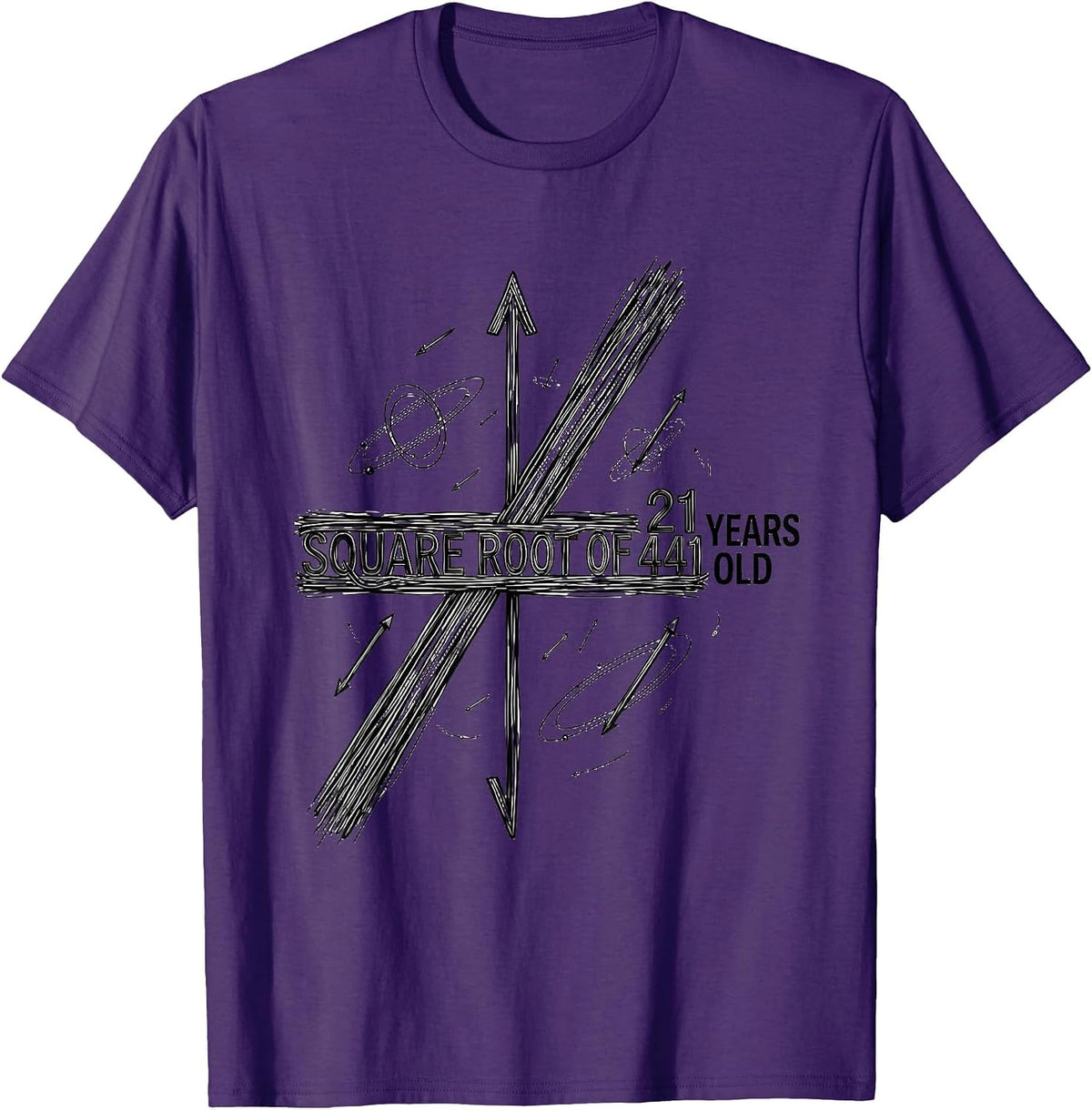Square Root Of 441 21 Years Old Math Birthday Joke T-Shirt - Purple