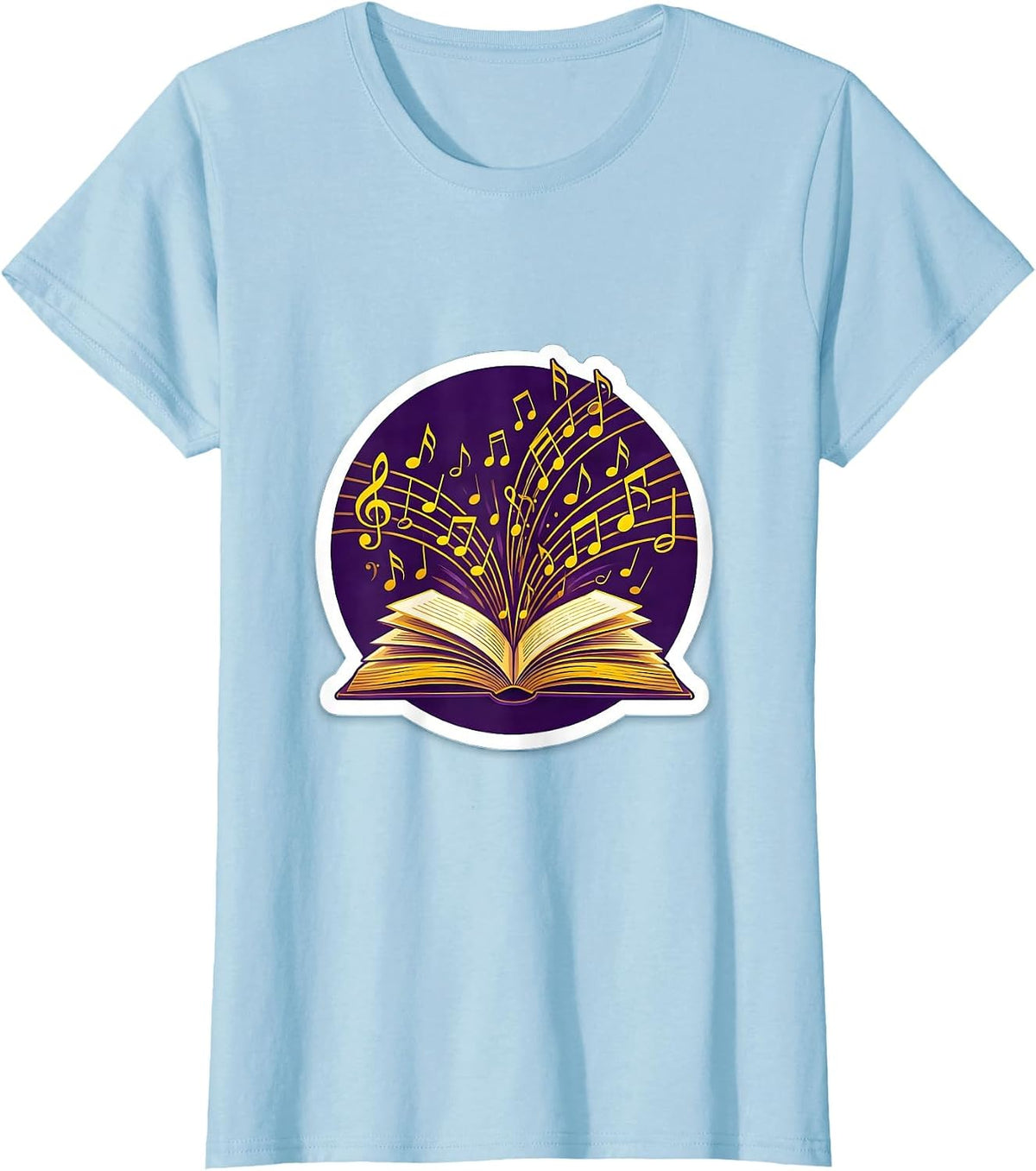Women's Music Teacher Gift Music Notes Flying From Book T-Shirt - Baby Blue