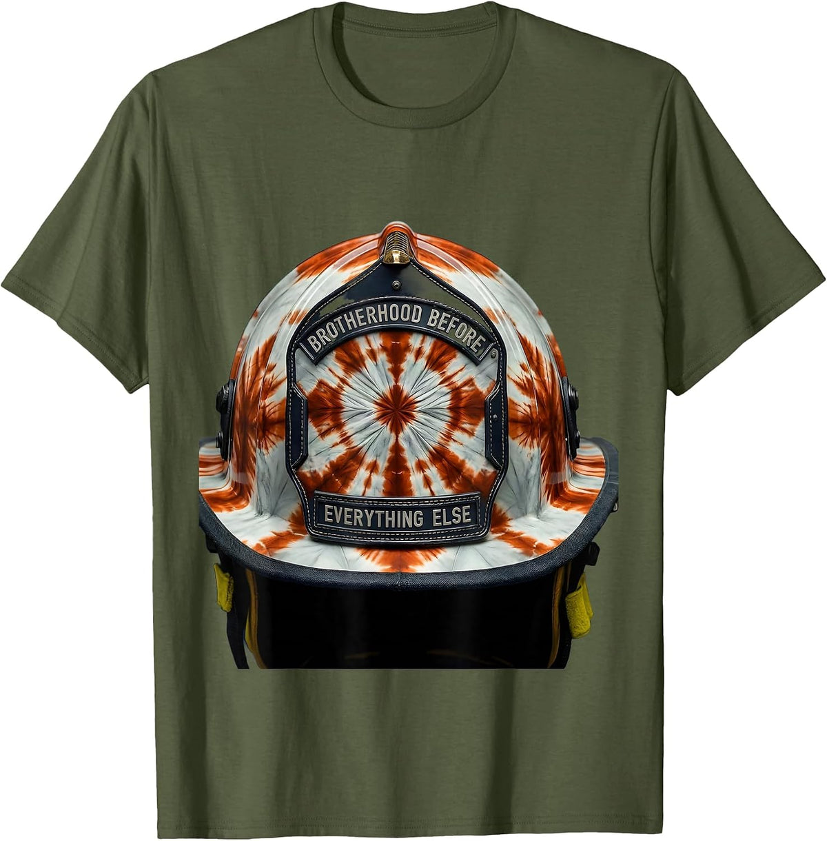 Brotherhood Before Everything Firefighter Design T-Shirt - Olive Green