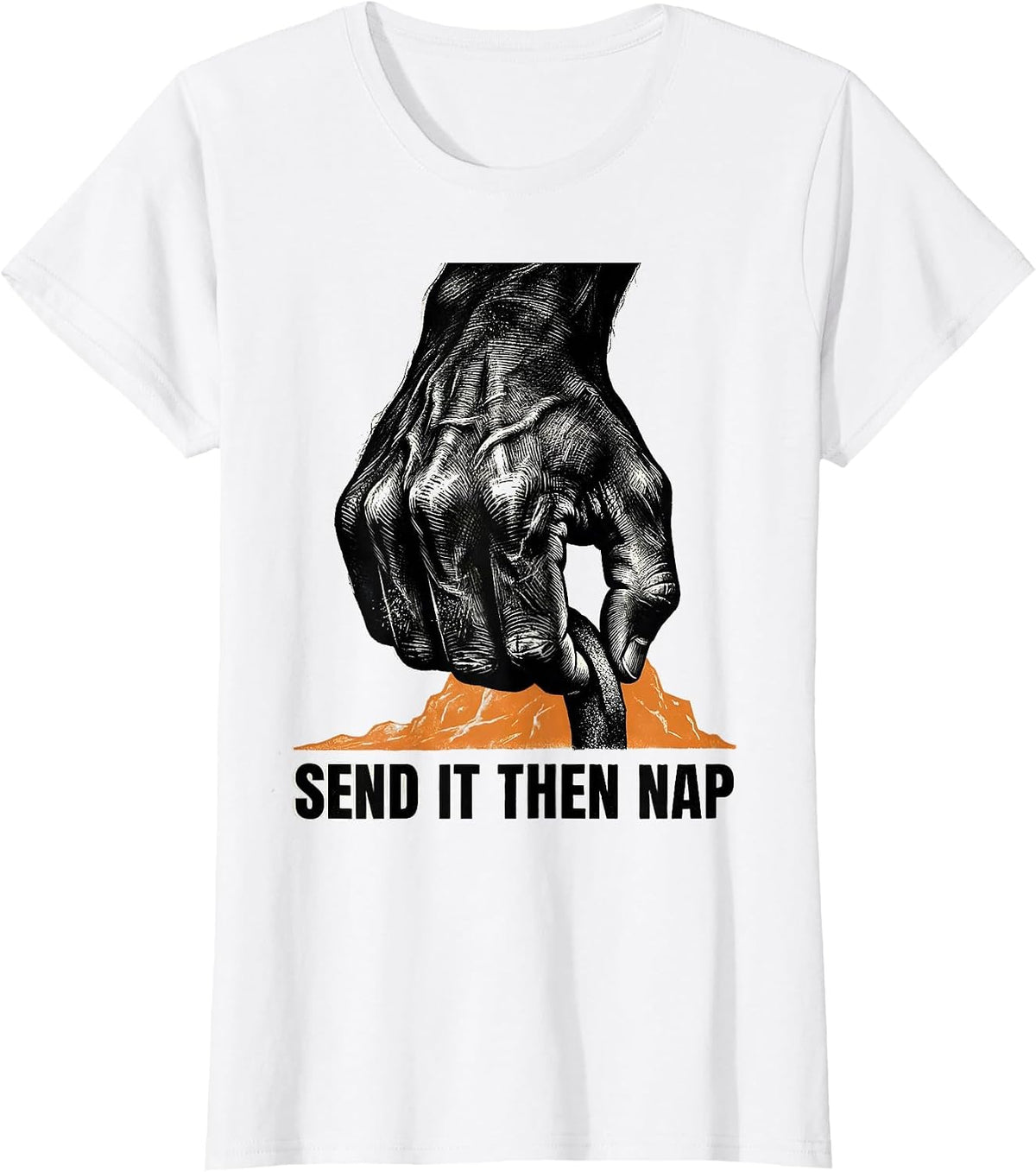 Send It Then Nap Funny Retro Rock Climbing Bouldering T-Shirt - White