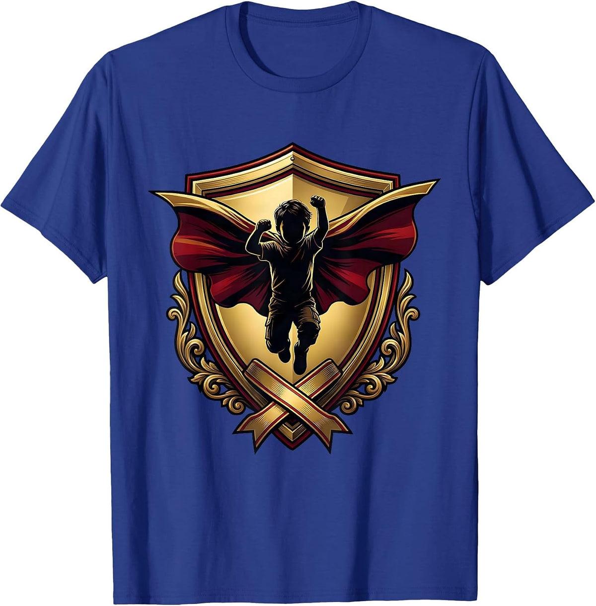 Men's Down Syndrome Awareness Superhero Child Cape T-Shirt - Royal Blue
