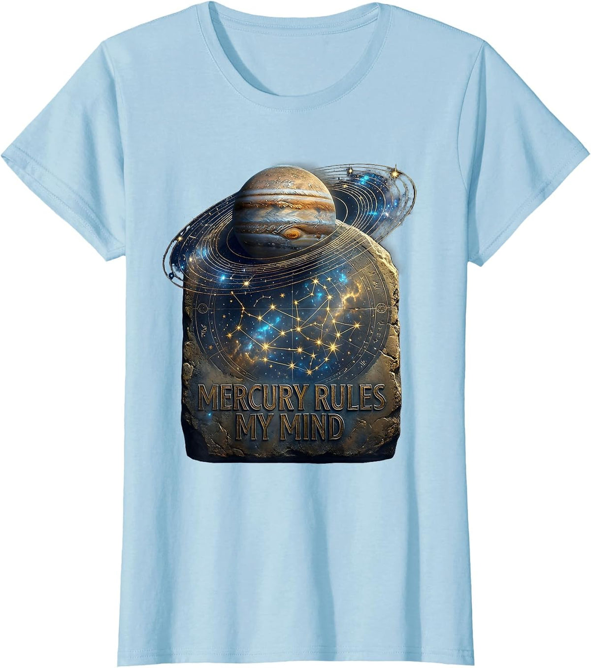Mercury Rules My Mind Virgo Astrology Design T-Shirt - Baby Blue