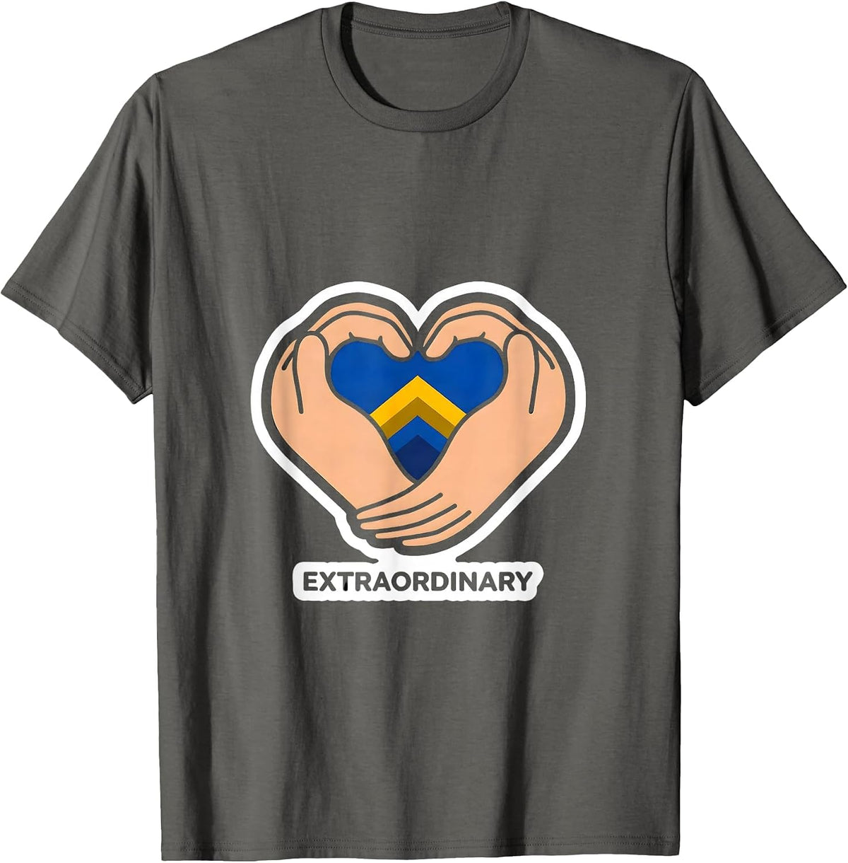 Extraordinary Heart Hands Down Syndrome Awareness Family T-Shirt - Asphalt Grey