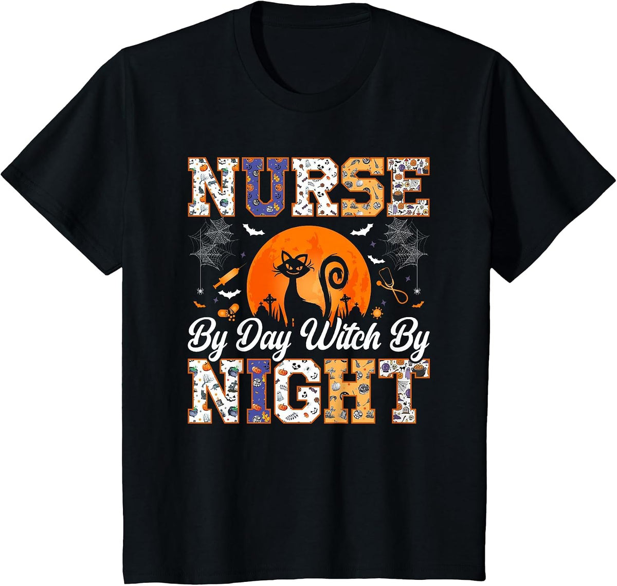 Night Halloween Boo Crew Nurse Halloween for Nurses RN T-Shirt - Black