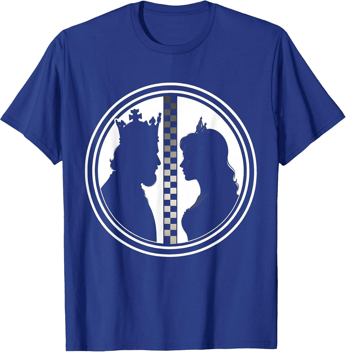 Men's Chess Pieces Face Off Board Game Illustration T-Shirt - Royal Blue