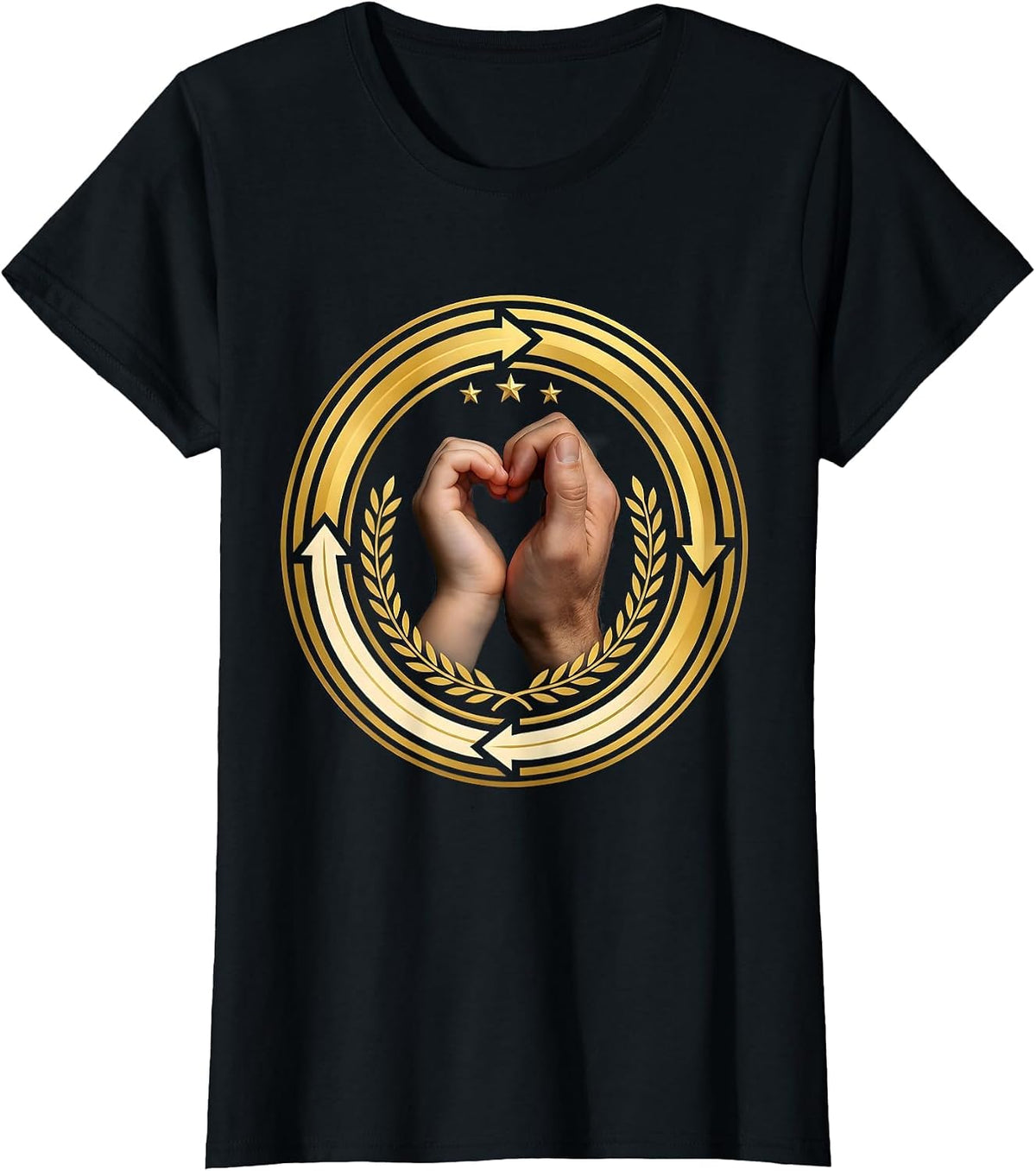 Women's Down Syndrome Awareness Small Hand in Large Hand T-Shirt - Black
