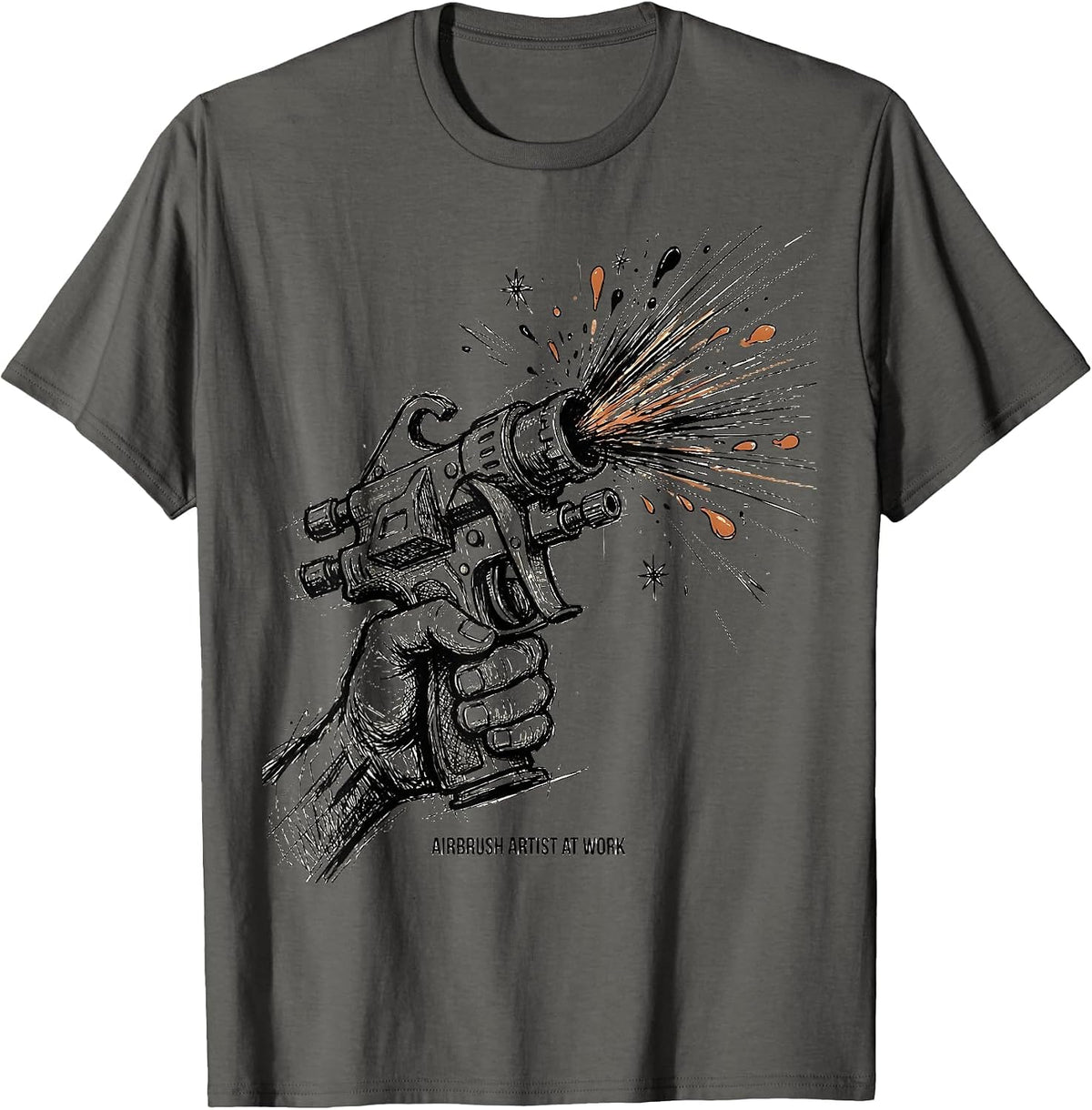 Airbrush Artist At Work Creative Design T-Shirt - Asphalt Grey