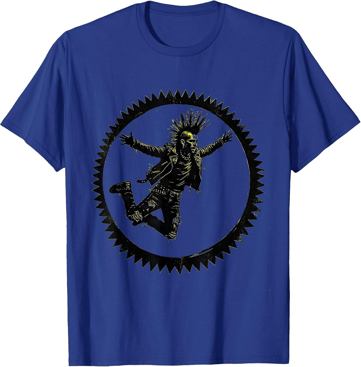 Punk Rocker Stage Dive Silhouette Graphic T-Shirt - Royal Blue
