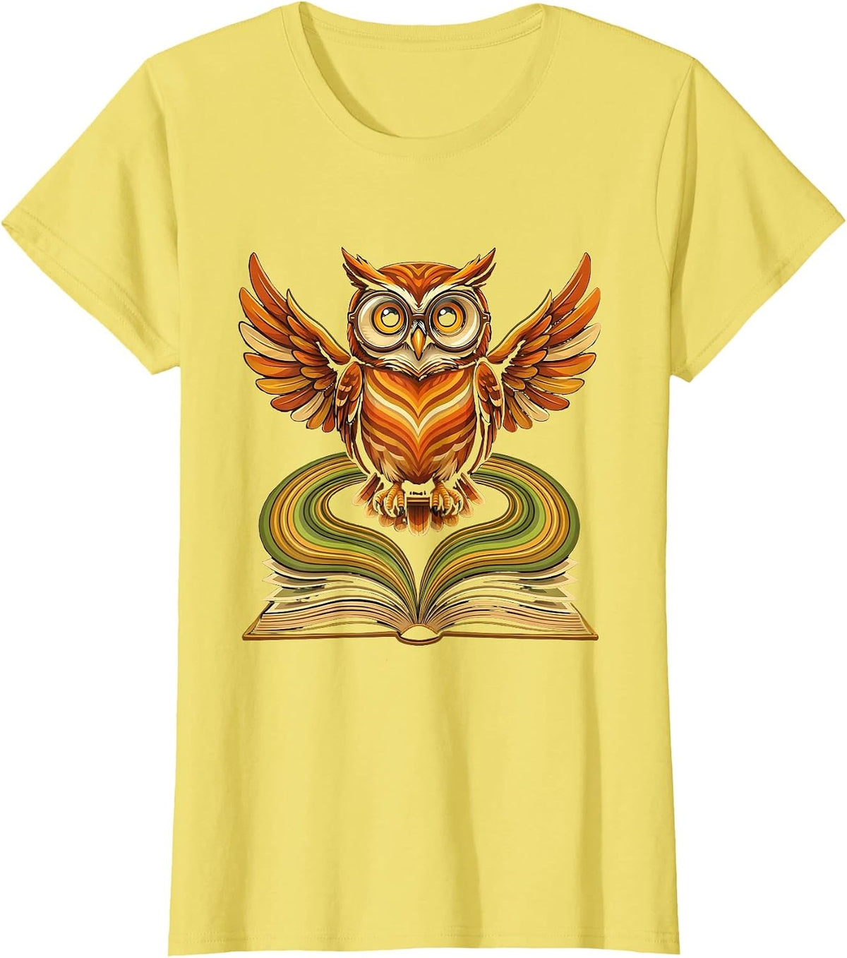 Wise Owl on Book Lover Teacher Reading Gift T-Shirt - Lemon Yellow