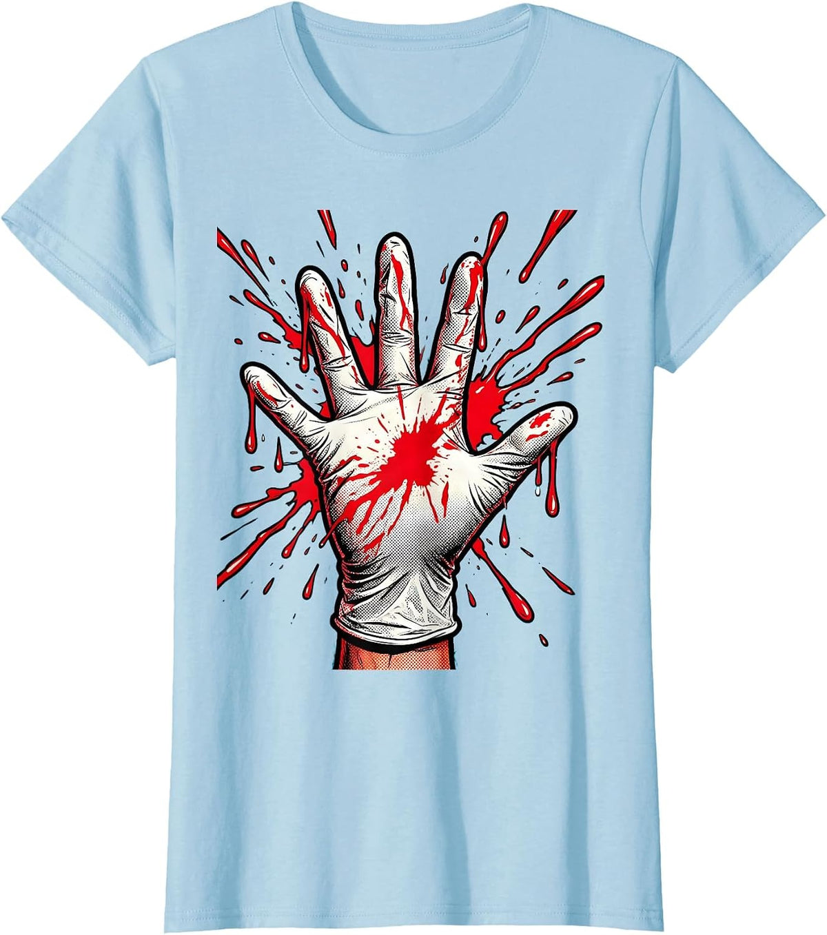 Surgeon Dropping Gloves After Tough Operation T-Shirt - Baby Blue