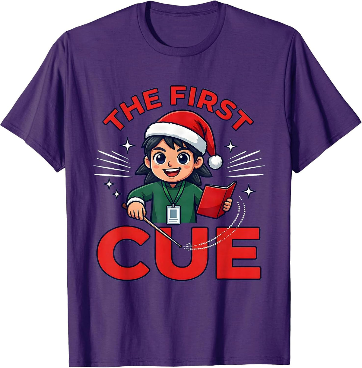 Men's THE FIRST CUE Funny Music Teacher Christmas School Staff T-Shirt - Purple