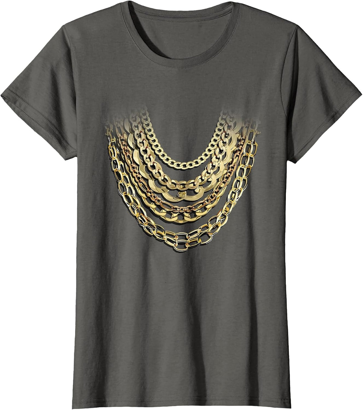 Golden Chains Funny Hip Hop Fan and Gold Lover Gift T-Shirt - Asphalt Grey