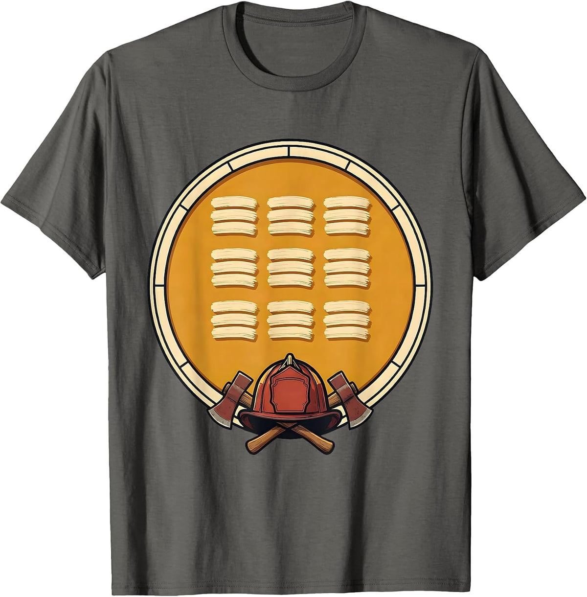 Memorial Badge Firefighter Family Tribute T-Shirt - Asphalt Grey