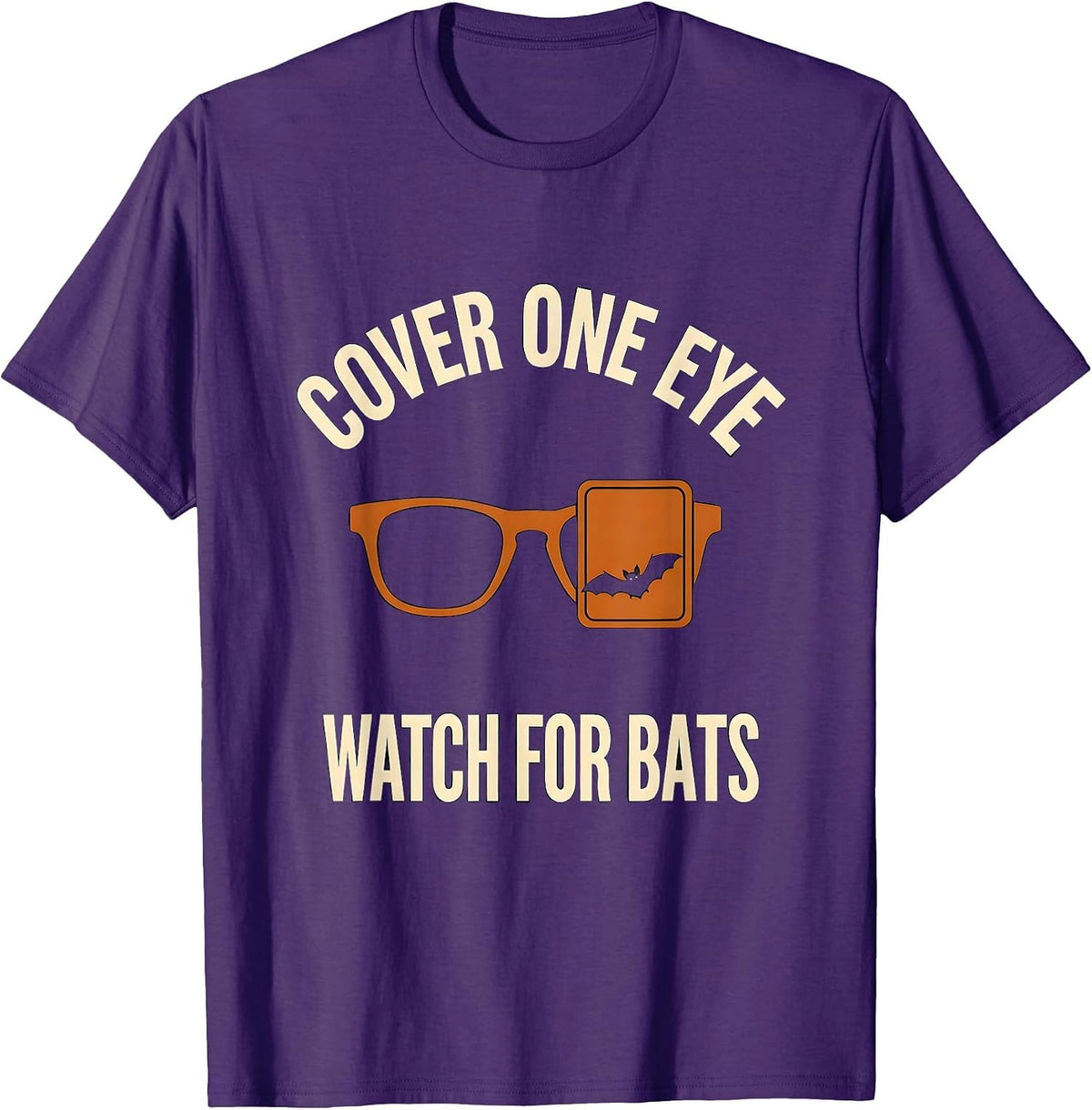 Men's Cover One Eye Watch For Bats Funny Optometrist Halloween Eye T-Shirt - Purple