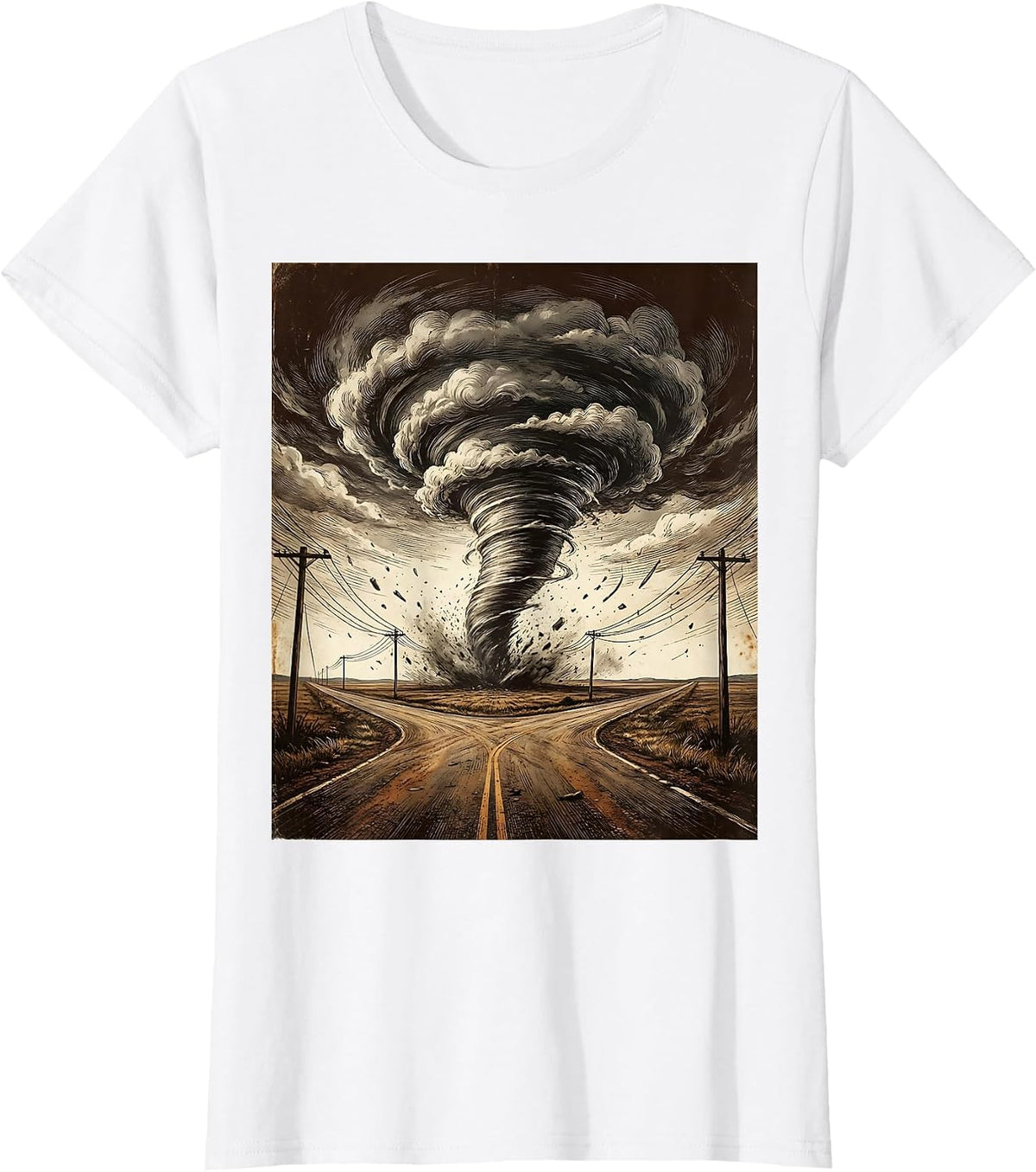 Women's Tornado Crossroads Graphic Tee - Turning Point T-Shirt - White