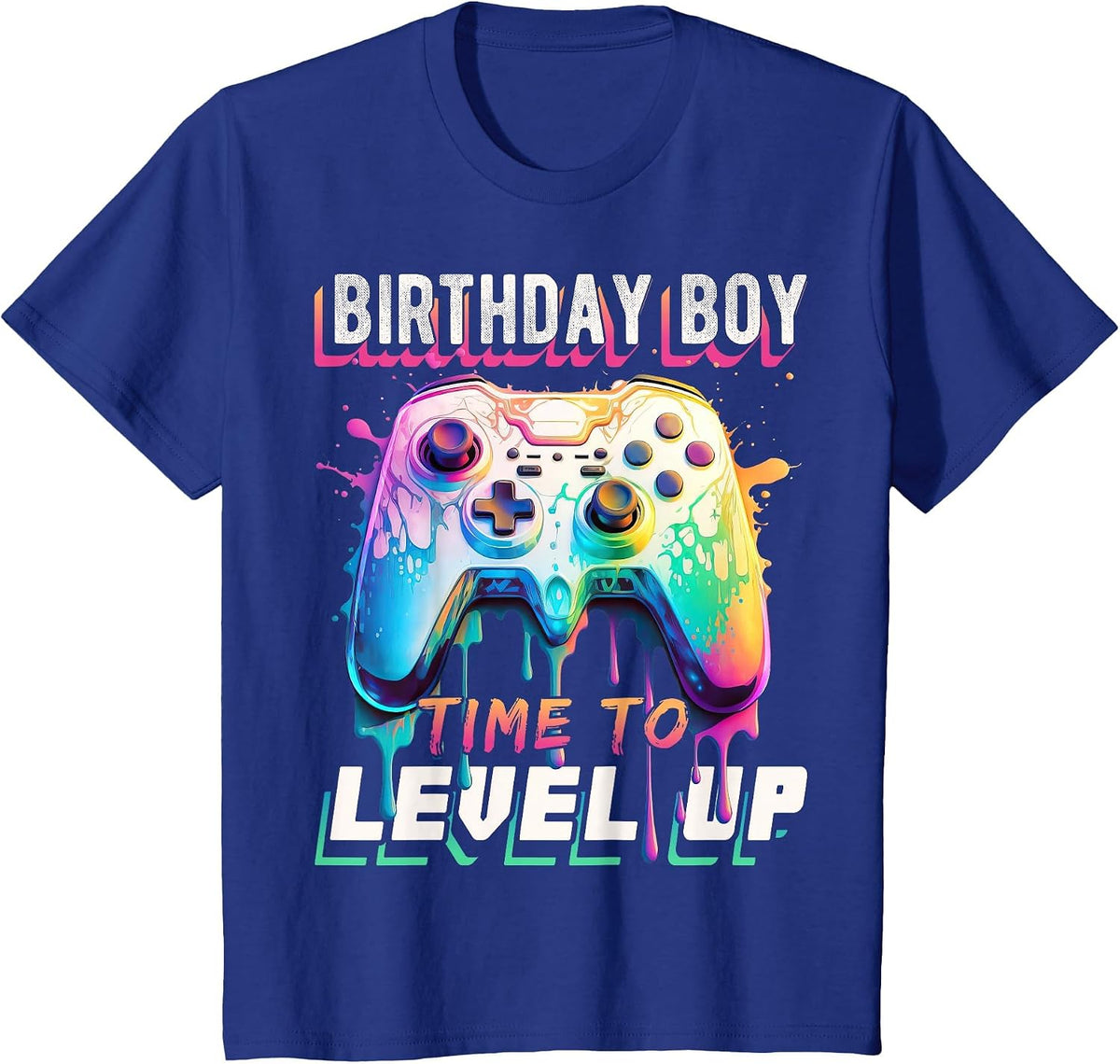 Birthday Boy Time to Level Up Video Game Birthday Party Boys T-Shirt - Royal Blue