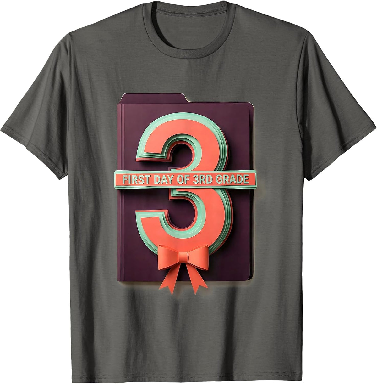 Men's First Day Of 3rd Grade Cute Girly Back To School Coquette T-Shirt - Asphalt Grey