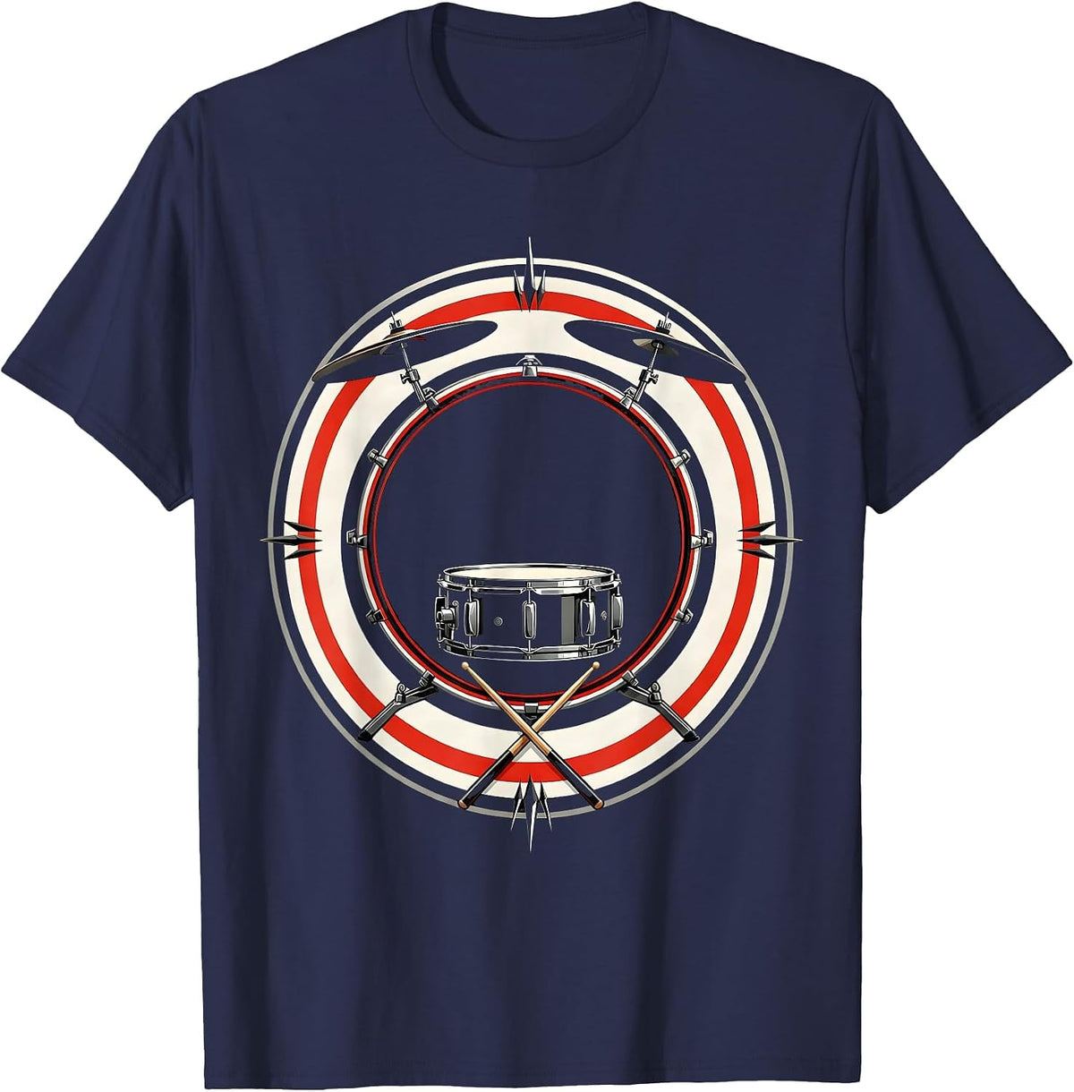 Men's Sealed Drum Badge Swiss International Drummer Humor Gift T-Shirt - Navy Blue
