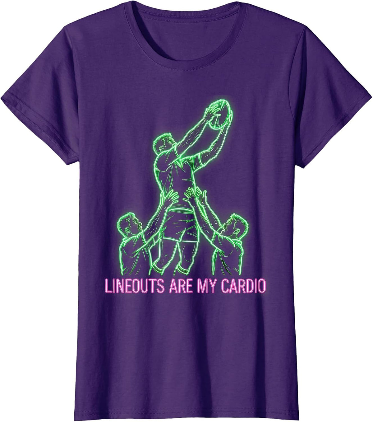 Women's Lineouts Are My Cardio Rugby Design T-Shirt - Purple
