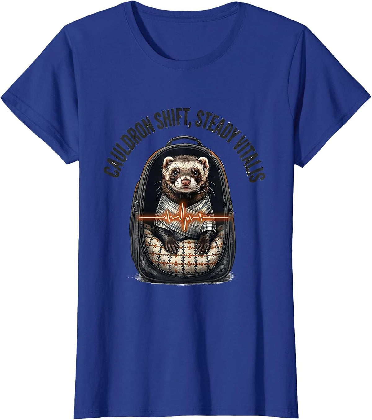 Women's Cauldron Shift Steady Vitals Funny Vet Tech Veterinary T-Shirt - Royal Blue
