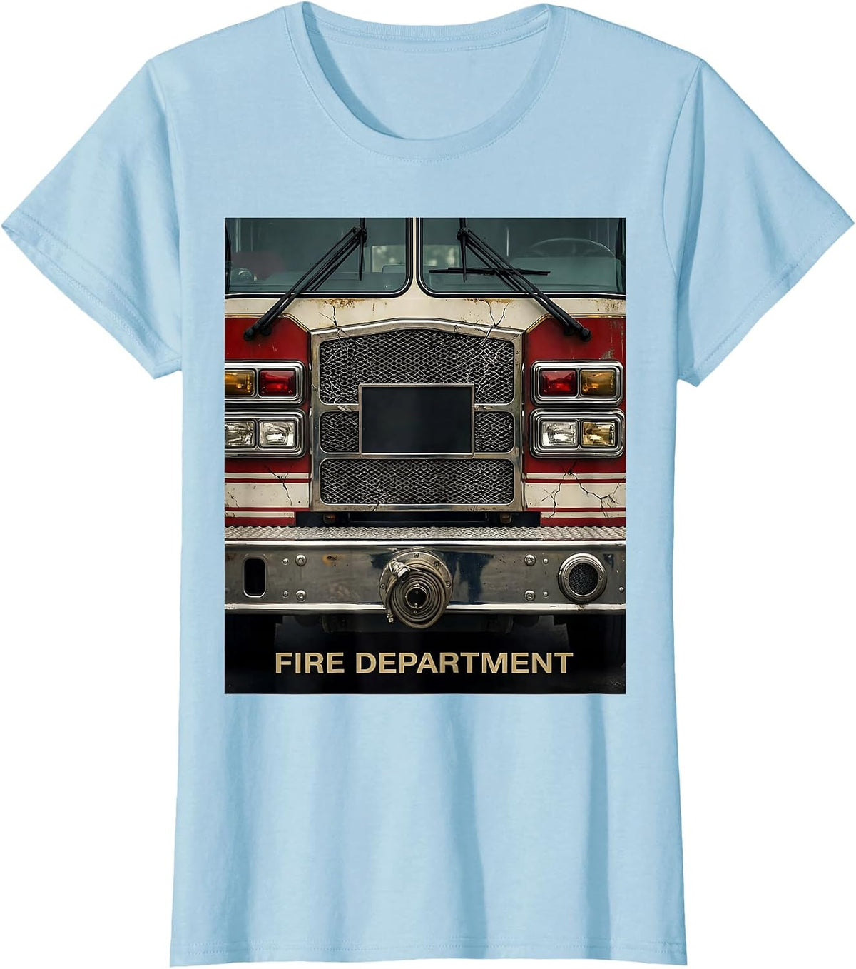 Women's Fire Department Distressed Firefighter Pride Humor Fireman T-Shirt - Baby Blue
