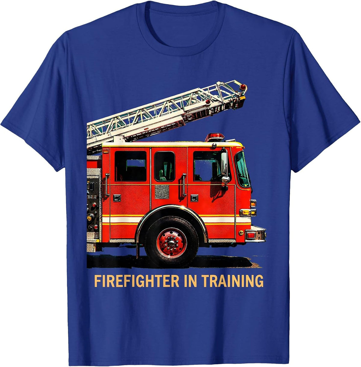 Firefighter In Training Risograph Fire Truck Toddler Kids T-Shirt - Royal Blue