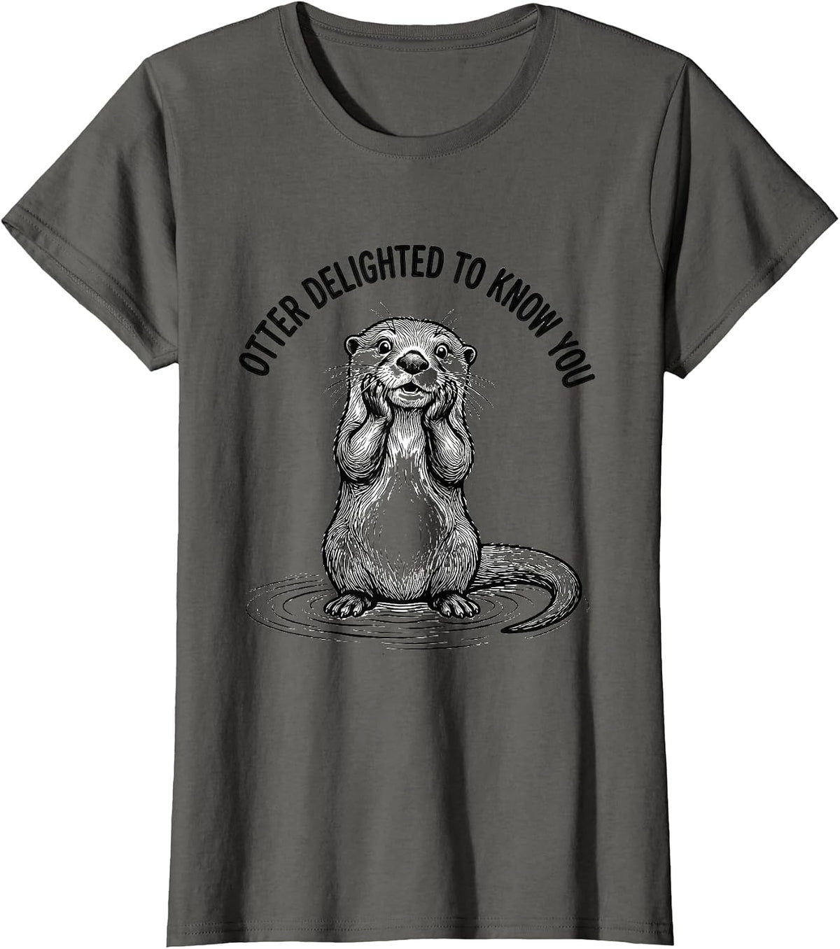 Women's Otter Delighted To Know You Funny Otter Lover Gift T-Shirt - Asphalt Grey