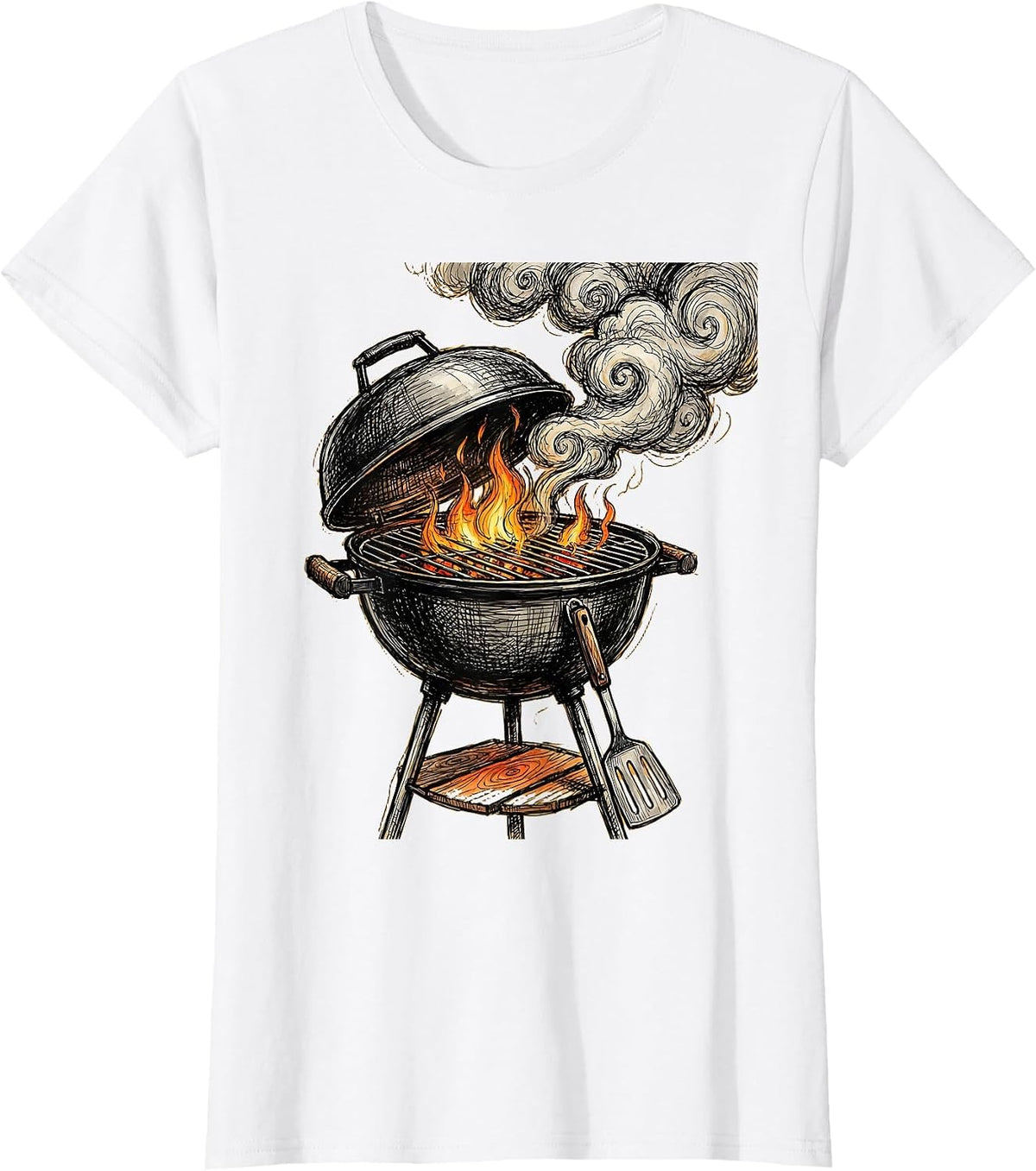 Live Like Charlie Backyard Grill Graphic Tee T-Shirt - White
