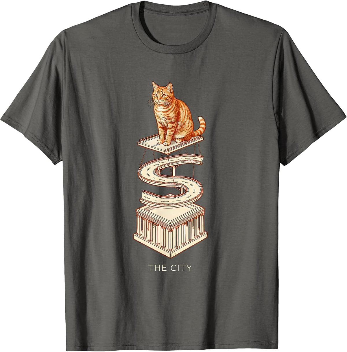 The City Exploded Technical Cat Golden Gate Bridge Souvenir T-Shirt - Asphalt Grey