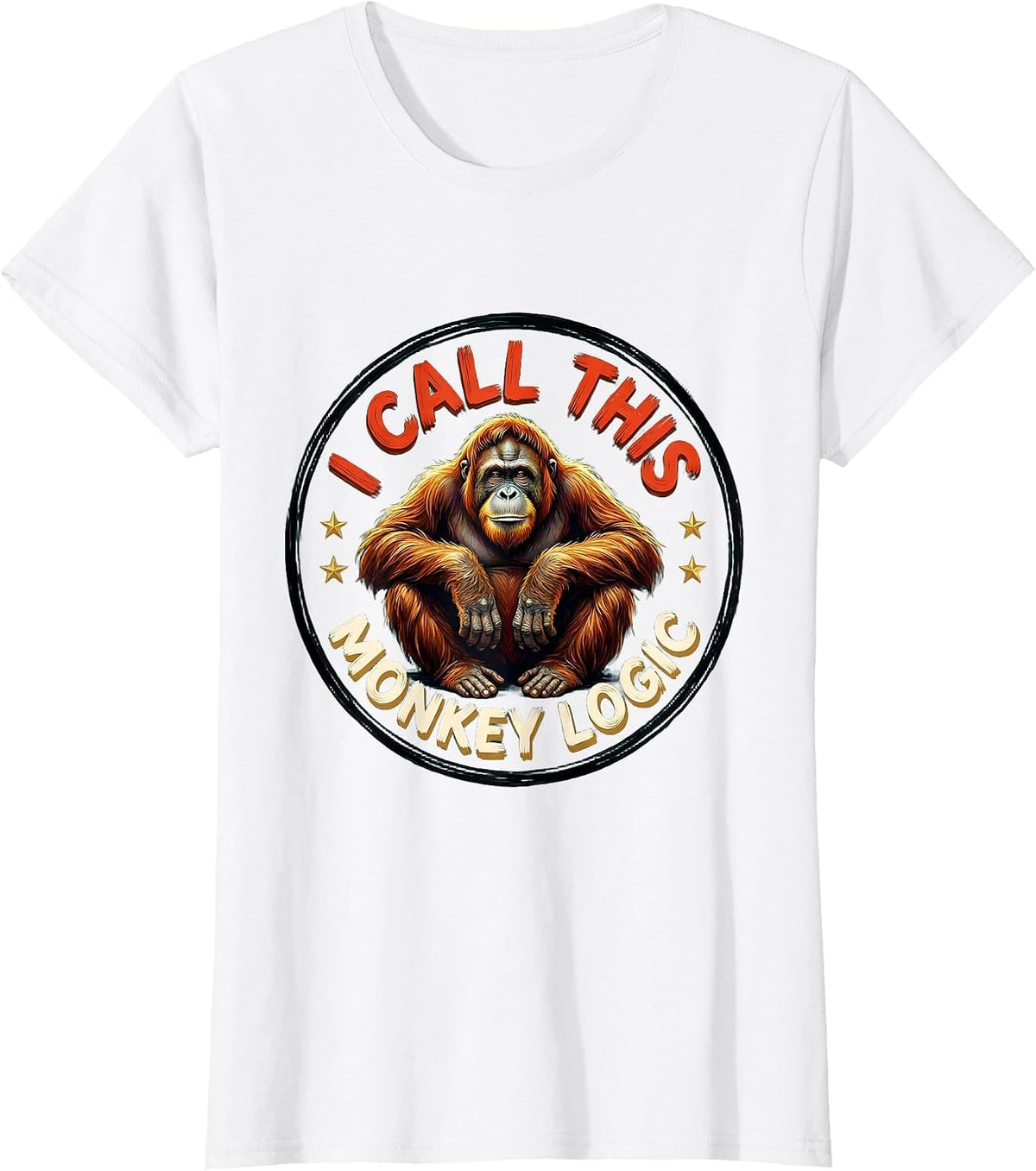 I Call This Monkey Logic Funny Thinking Monkey Meme Animal T-Shirt - White