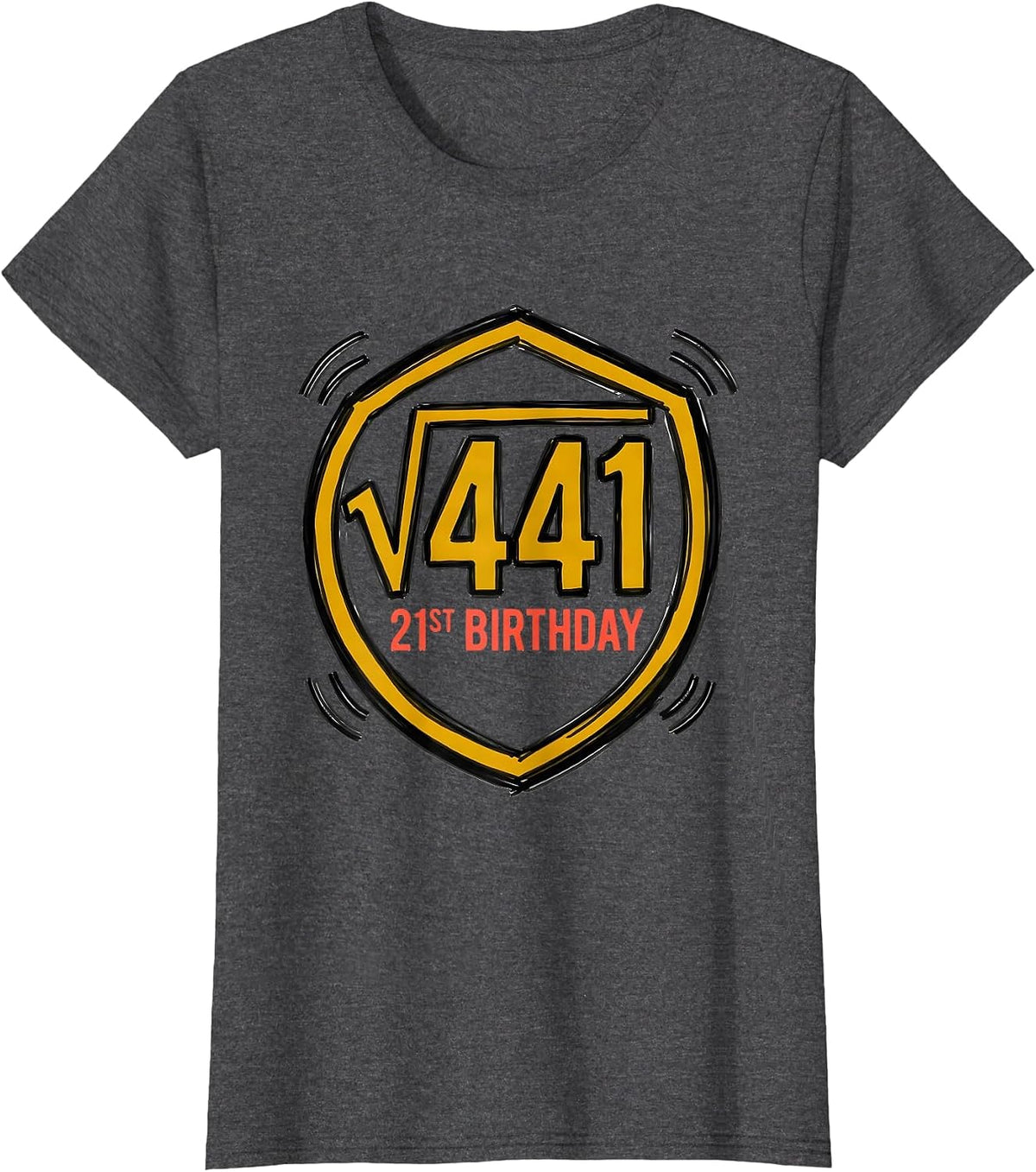 Women's √441 21st Birthday Math Humor Age 21 Birthday Gift T-Shirt - Dark Heather Grey