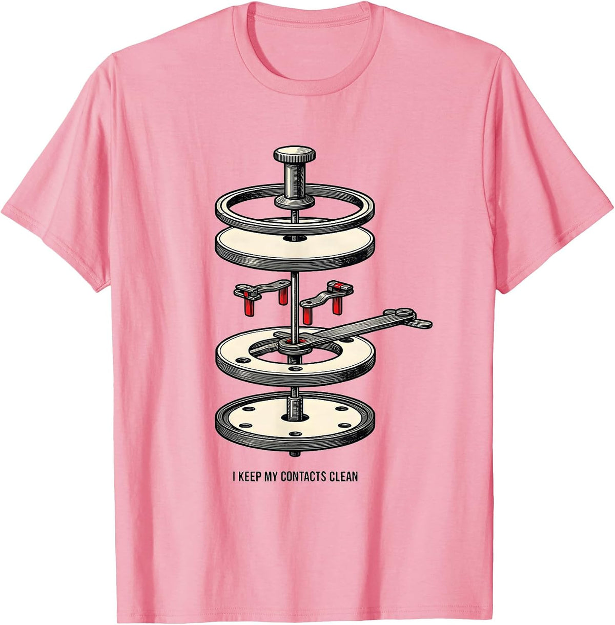 Men's I Keep My Contacts Clean Funny Ham Radio Operator Hobby Gift T-Shirt - Pink