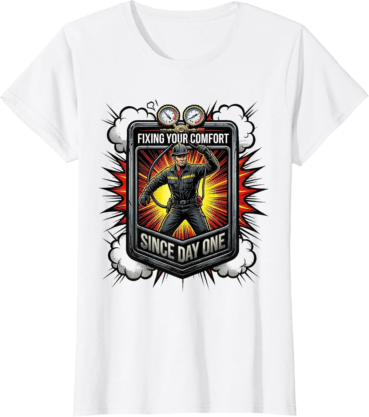 Fixing Your Comfort Since Day One HVAC Tech Design T-Shirt - White