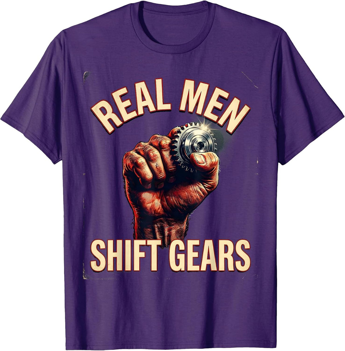Men's Real Men Shift Gears Car Enthusiast Design T-Shirt - Purple