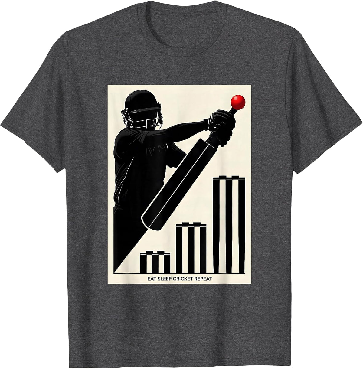 Eat Sleep Cricket Repeat Funny Cricket Player Youth Sports T-Shirt - Dark Heather Grey